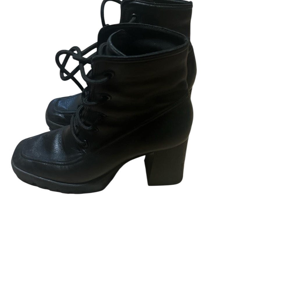 SCHUTZ Black Moto Lace-Up Boots - Picture 2 of 4